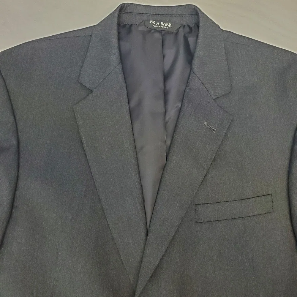 Jos A Bank Signature Collection 44R Wool Blazer Charcoal Gray Sartorial Timeless